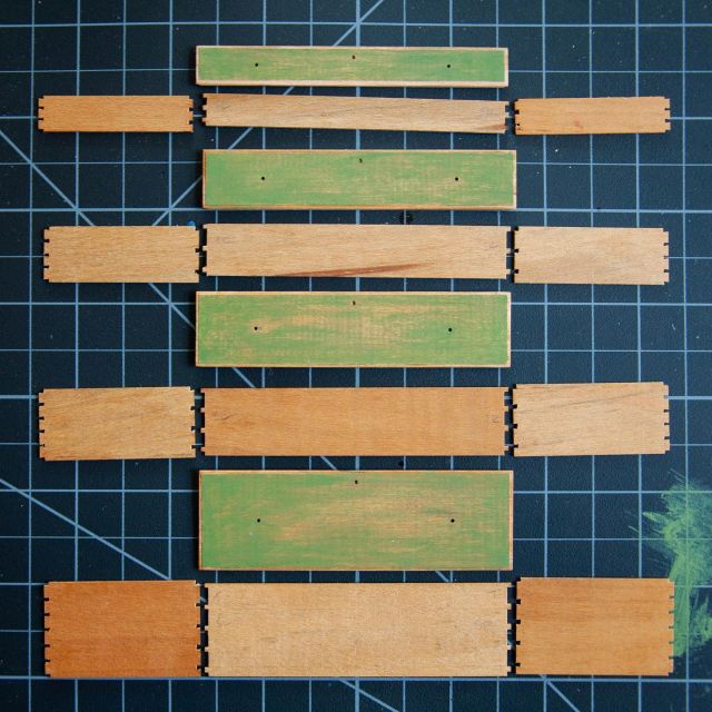 Drawer parts with a bunch of tiny dovetails for my miniature 1/12th scale painted Mahantongo Valley, Pennsylvania Chest of Drawers.

#craiglabenzminiatures